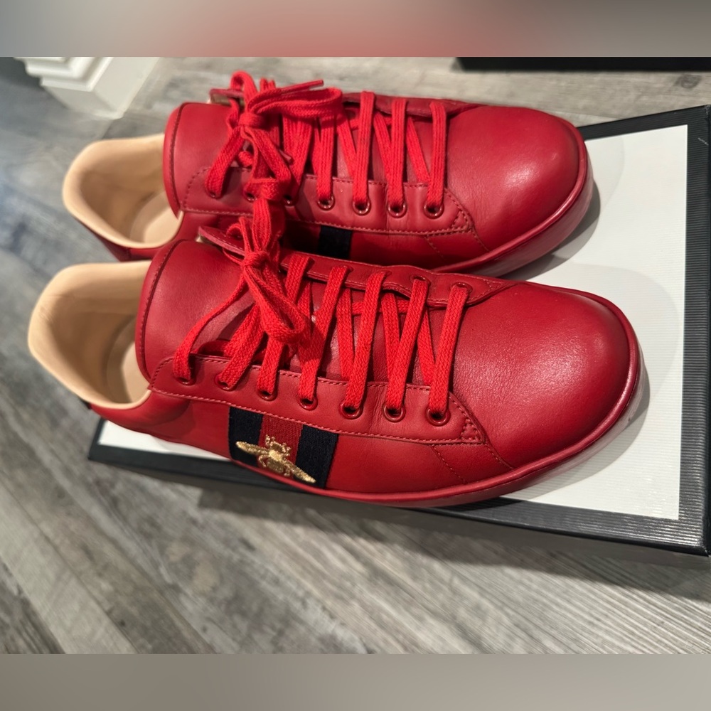 Gucci Men’s Red Leather Sneakers